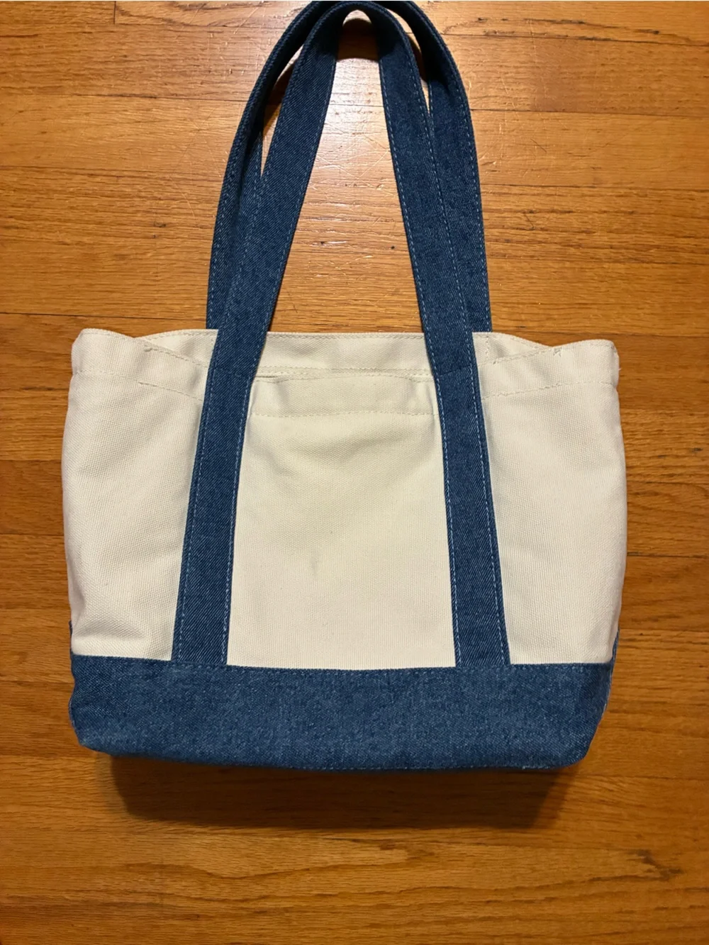 GAP Cream Canvas Mini Tote with Denim Trim and Straps